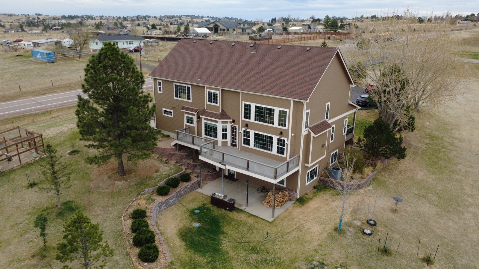 Our Services Across Colorado and Austin 1 Aerial view of a finished Golden Stain deck rebuild in Colorado