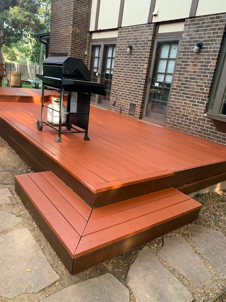 Stained deck grill patio