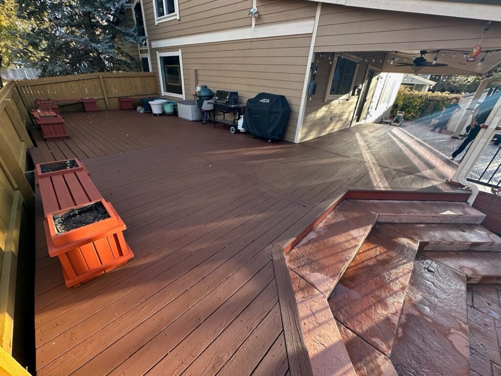 Stained deck with bench