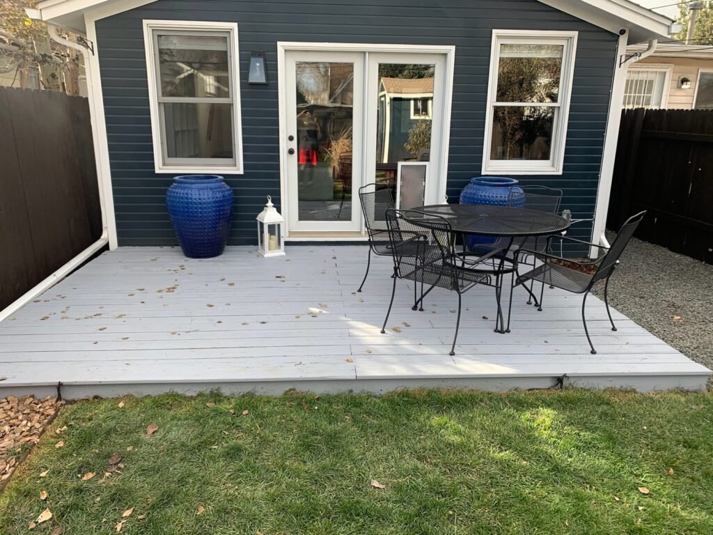 Stained fence patio set